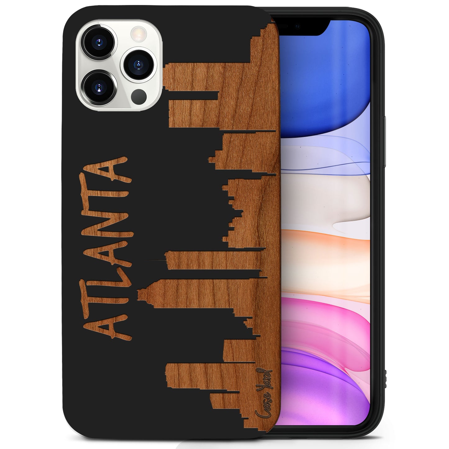 Atlanta Skyline Wooden Laser Engraved Phone Case for iPhone & Samsung Phones