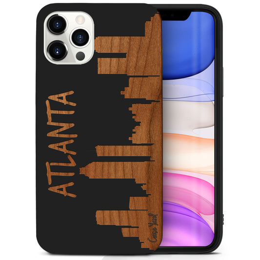 Wooden Cell Phone Case Cover, Laser Engraved case for iPhone & Samsung phone Atlanta Skyline Design