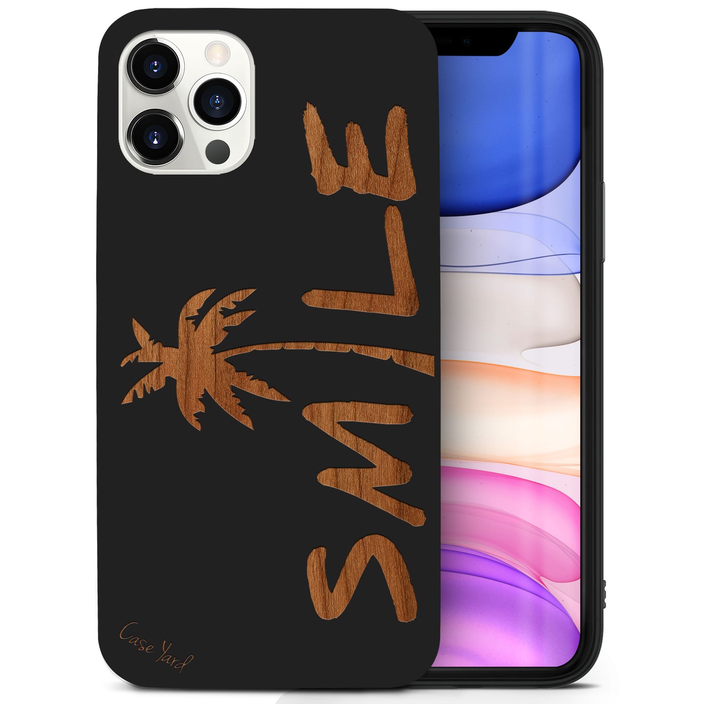 Smile Palm Wooden Laser Engraved Phone Case for iPhone