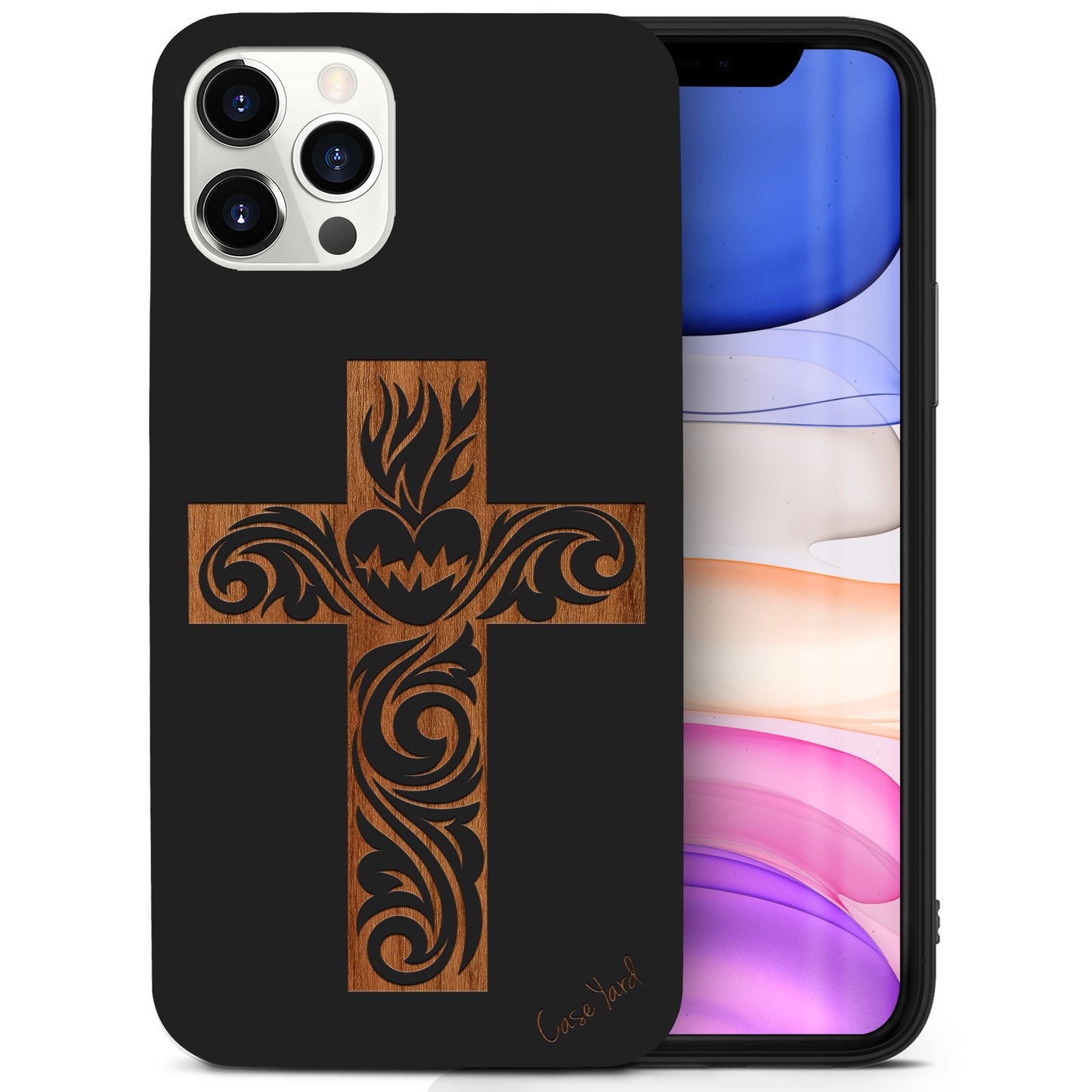 Wooden Cell Phone Case Cover, Laser Engraved case for iPhone & Samsung phone Cross 2 Case Design
