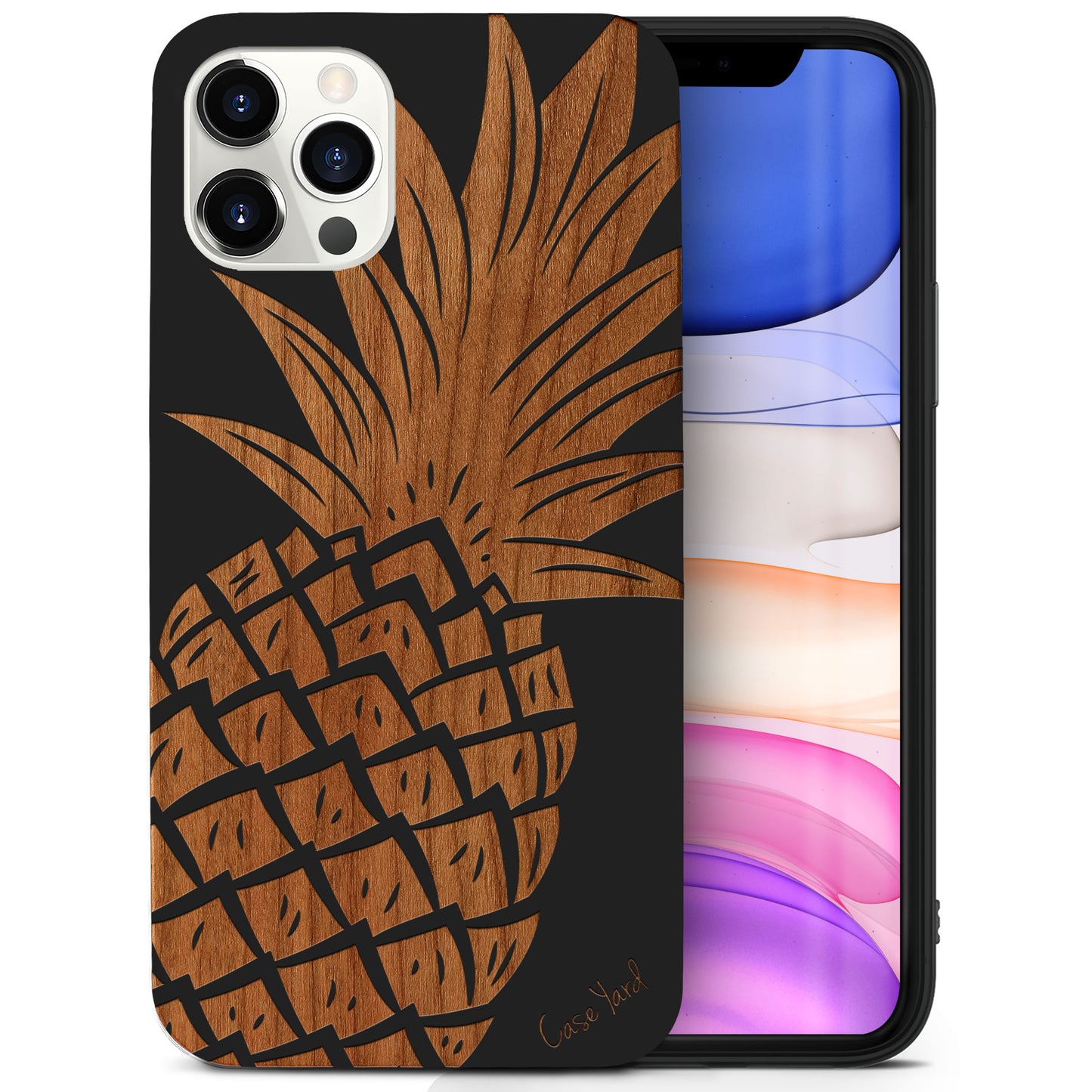 Wooden Cell Phone Case Cover, Laser Engraved case for iPhone & Samsung phone Pineapple Design
