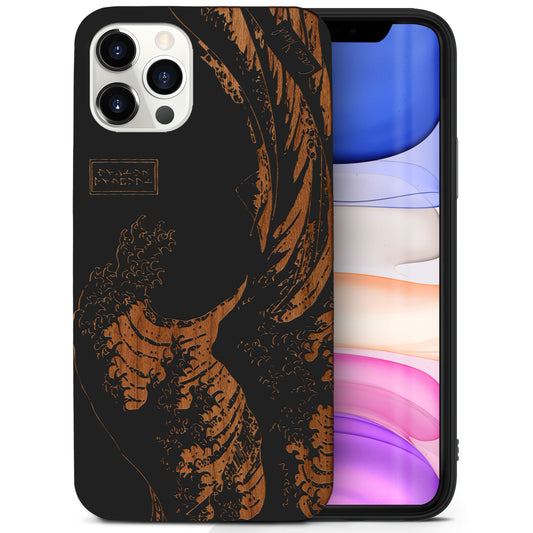 Wooden Cell Phone Case Cover, Laser Engraved case for iPhone & Samsung phone Great Wave Design