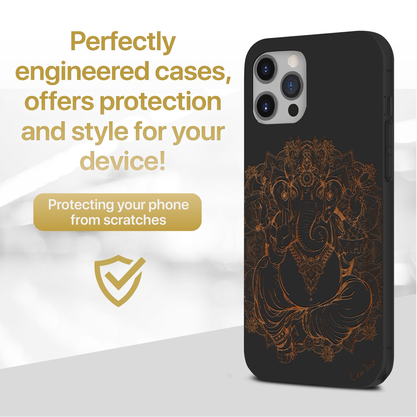 Wooden Cell Phone Case Cover, Laser Engraved case for iPhone & Samsung phone Elephant God Design