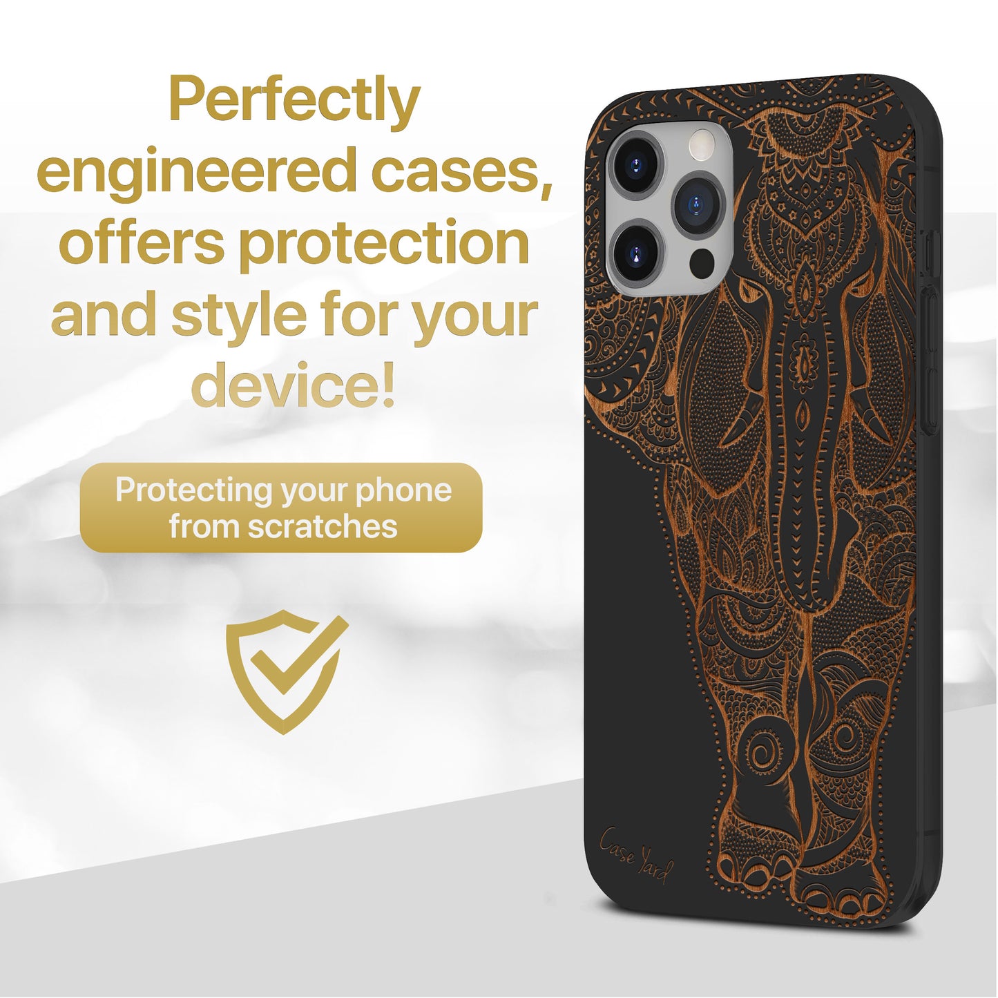 Indian Elephant Big Wooden Laser Engraved Phone Case for iPhone