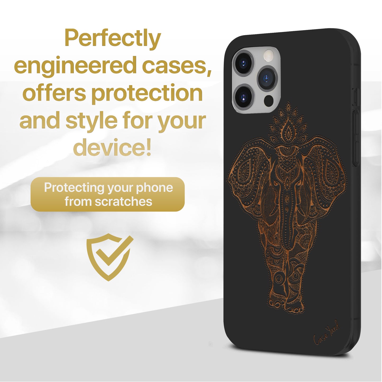 Indian Elephant Wooden Laser Engraved Phone Case for iPhone