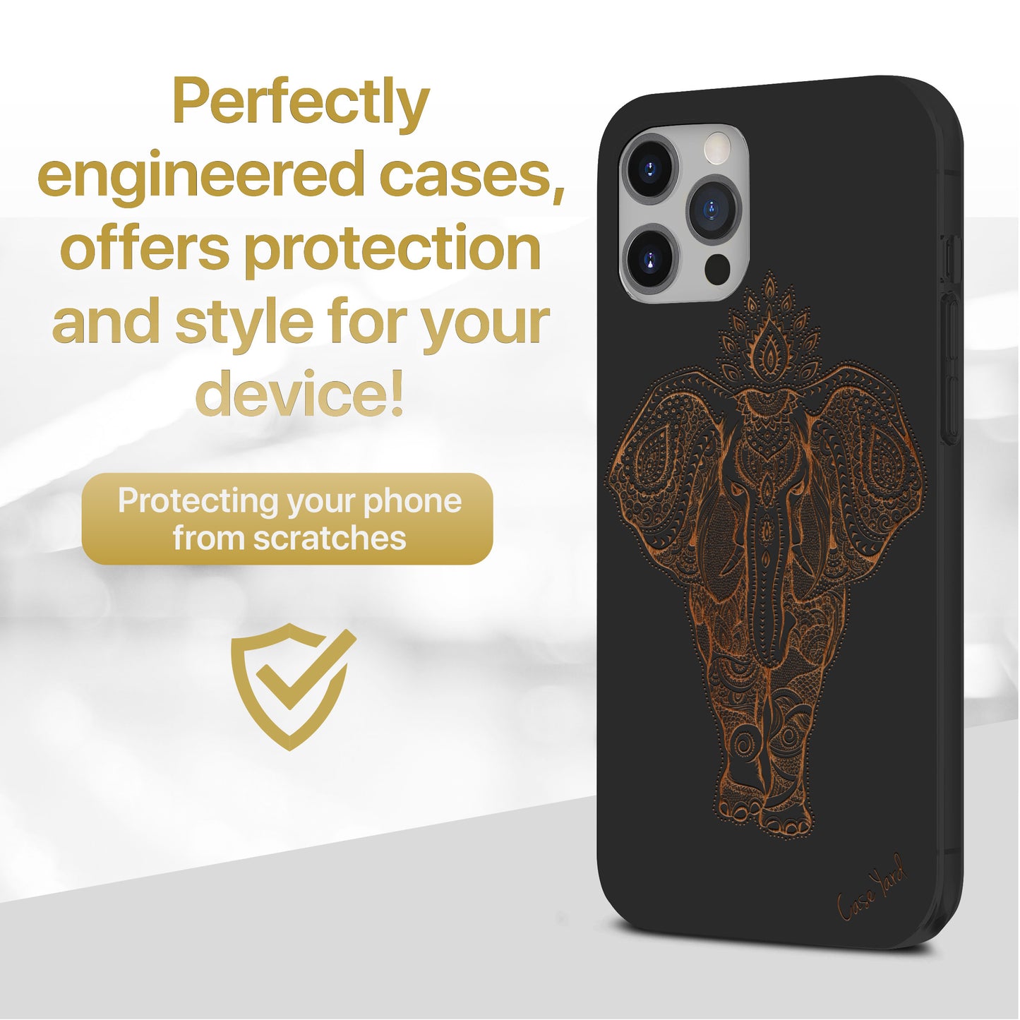 Wooden Cell Phone Case Cover, Laser Engraved case for iPhone & Samsung phone Indian Elephant Design