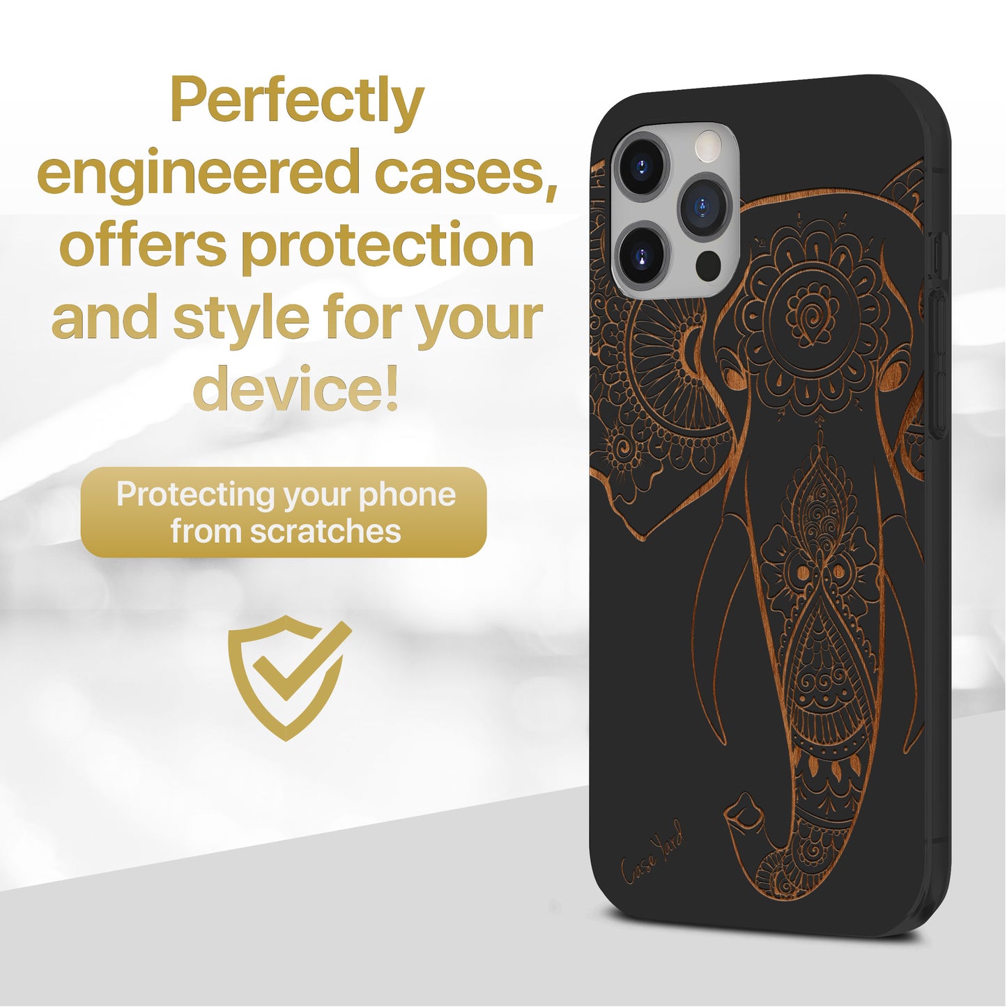 Elephant Hannah Head Wood Wooden Laser Engraved Phone Case for iPhone