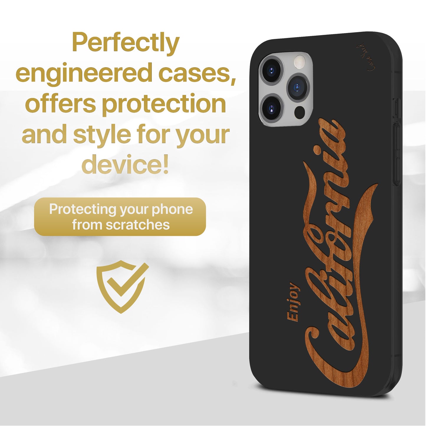 Wooden Cell Phone Case Cover, Laser Engraved case for iPhone & Samsung phone Enjoy California Design