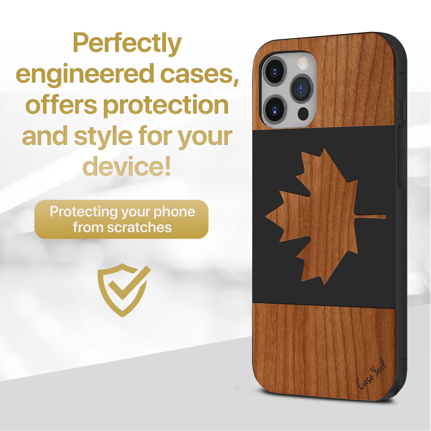 Canada Flag Wooden Laser Engraved Phone Case for iPhone & Samsung Phones