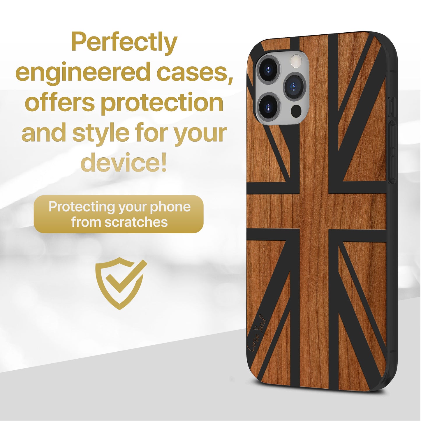 Wooden Cell Phone Case Cover, Laser Engraved case for iPhone & Samsung phone Union Jack Design