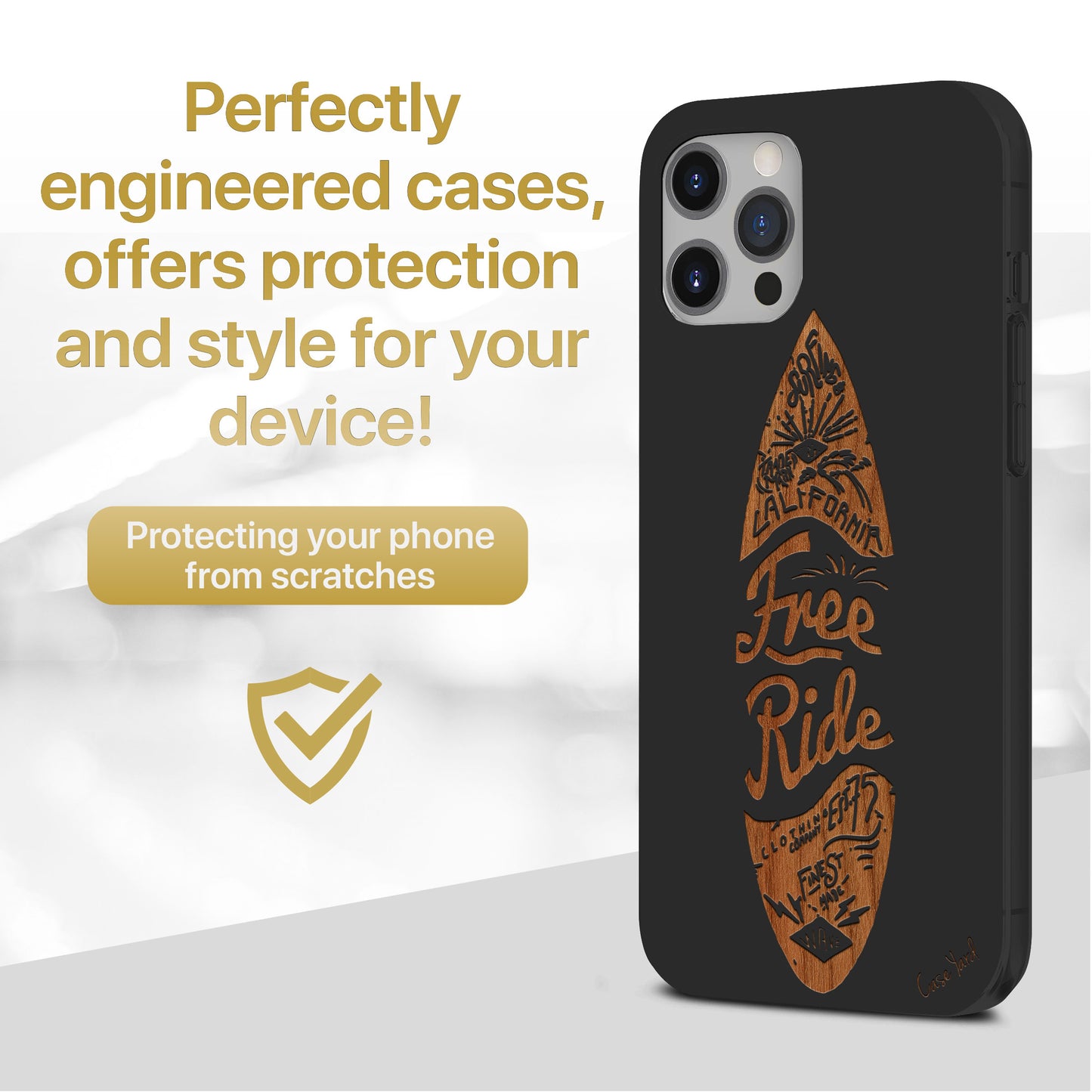 Wooden Cell Phone Case Cover, Laser Engraved case for iPhone & Samsung phone Surf Design