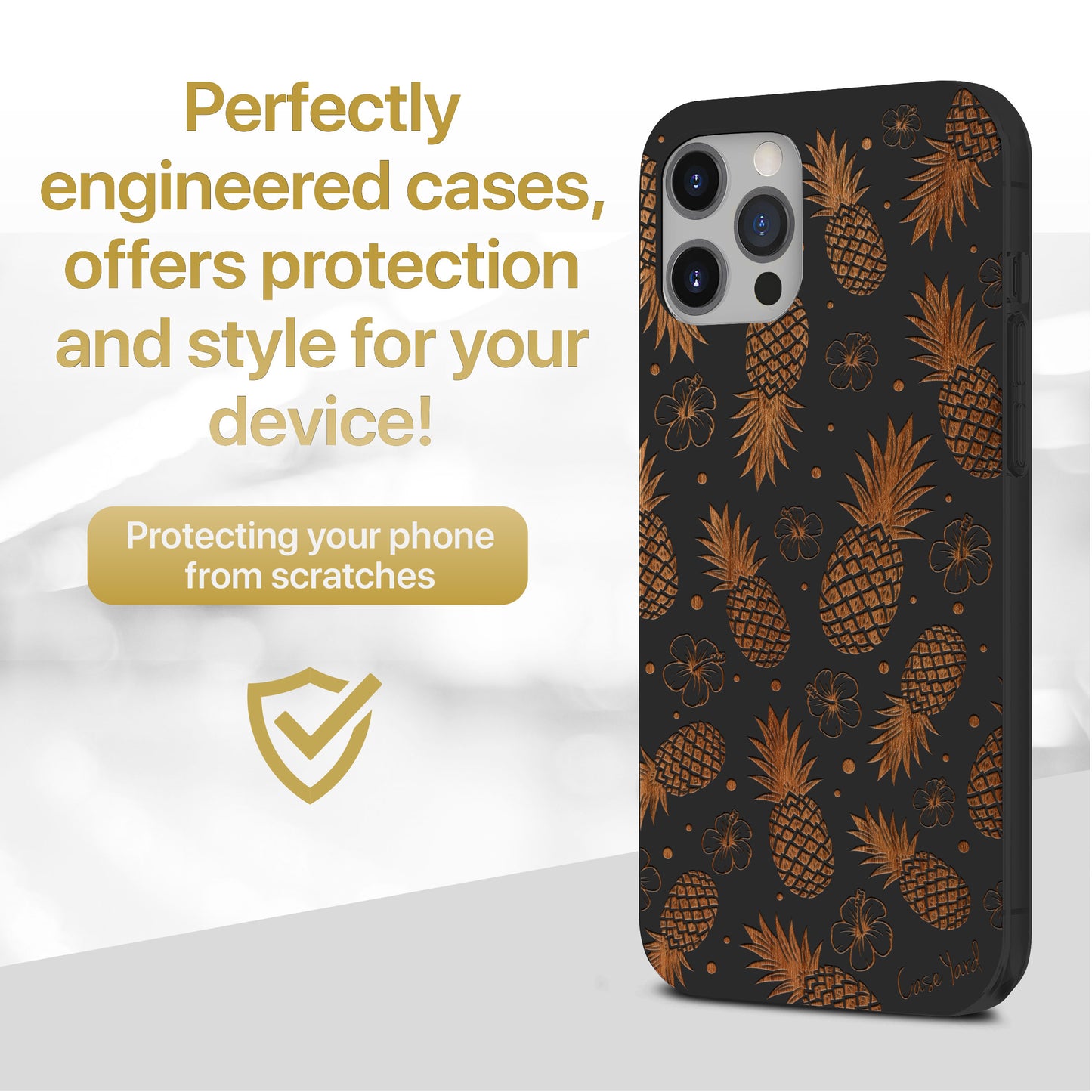Pineapple Pattern Wooden Laser Engraved Phone Case for iPhone