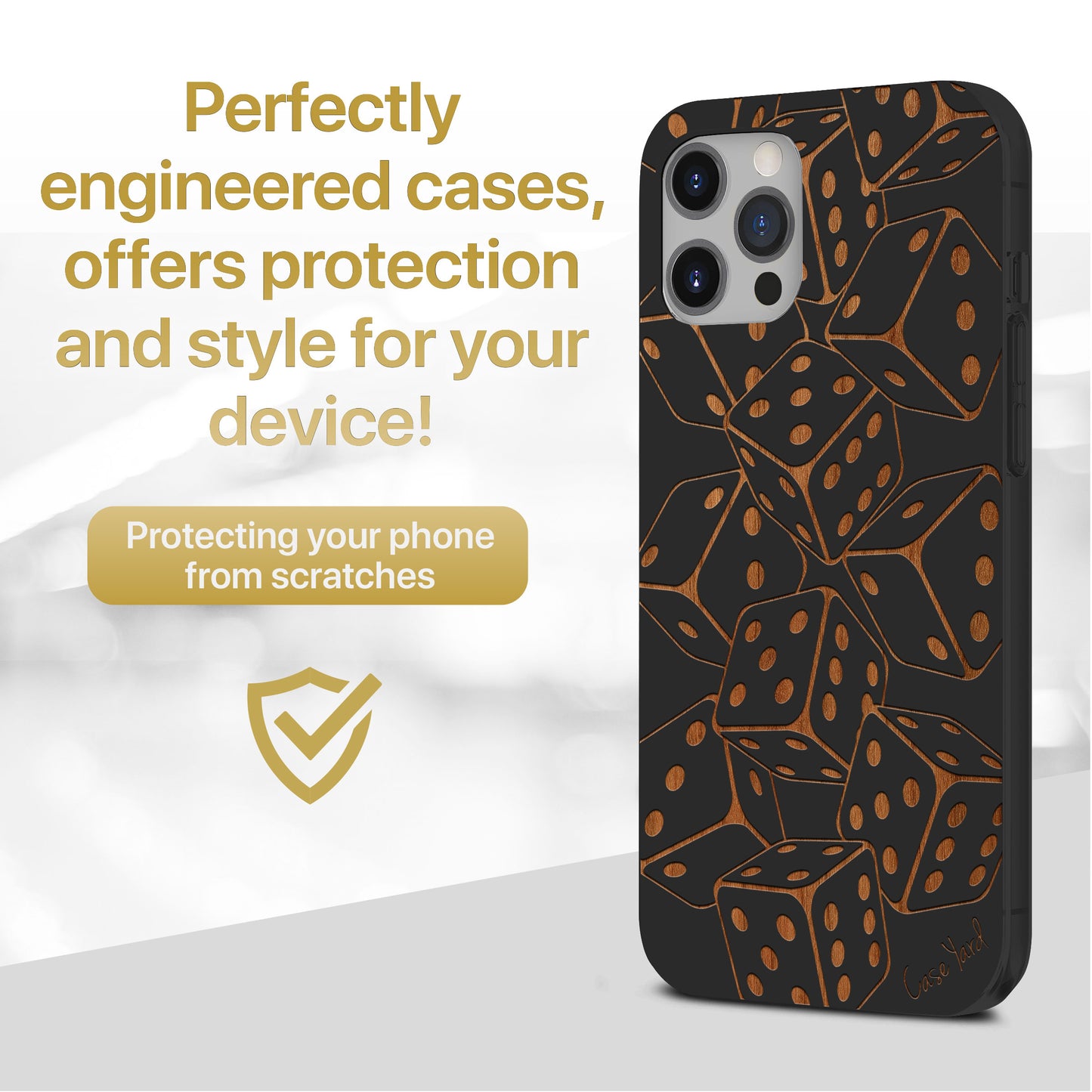 Dices Falling Wooden Laser Engraved Phone Case for iPhone & Samsung Phones