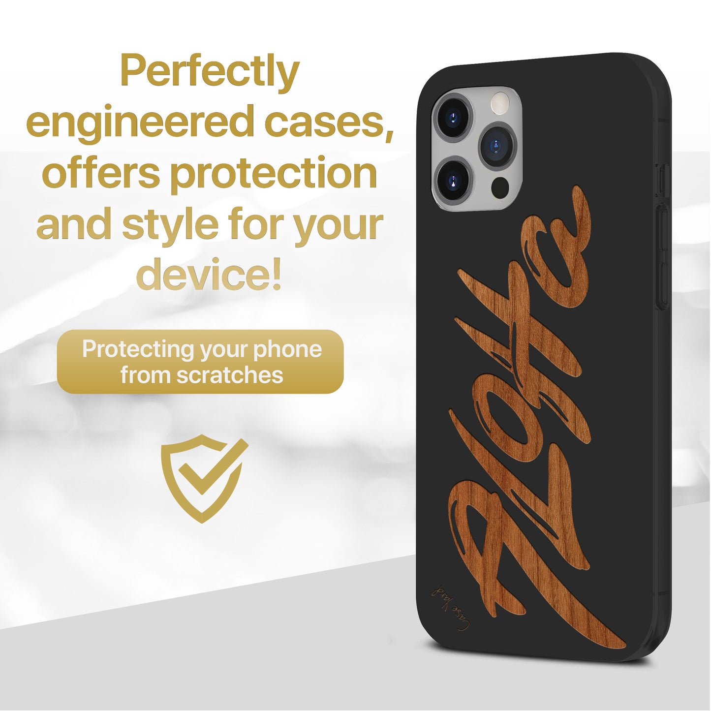 Wooden Cell Phone Case Cover, Laser Engraved case for iPhone & Samsung phone Aloha Design