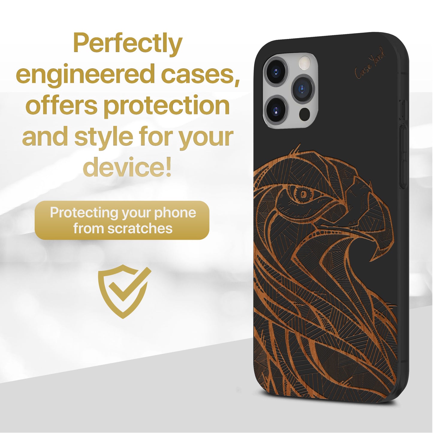 Wooden Cell Phone Case Cover, Laser Engraved case for iPhone & Samsung phone Eagle Wood Design