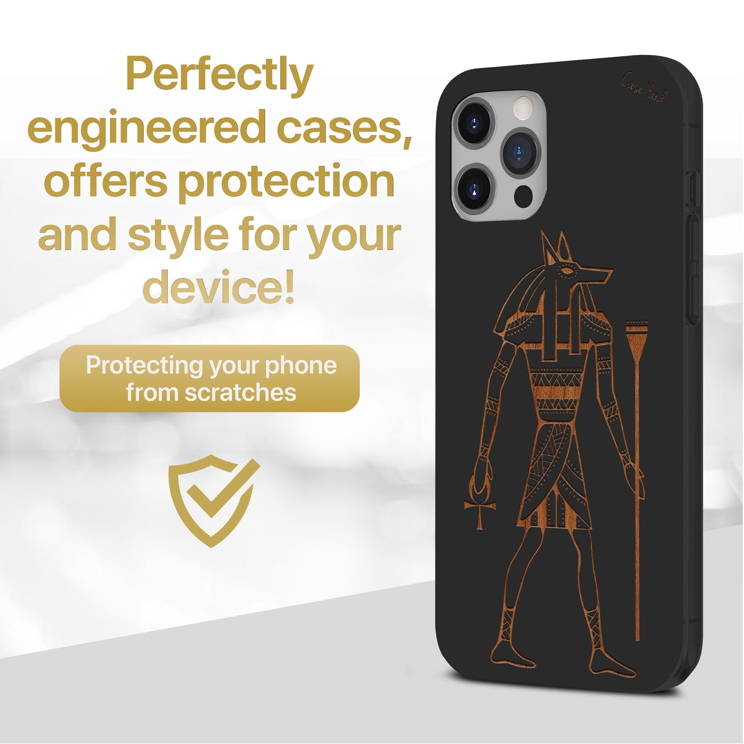 Anubis Wooden Laser Engraved Phone Case for iPhone & Samsung Phones
