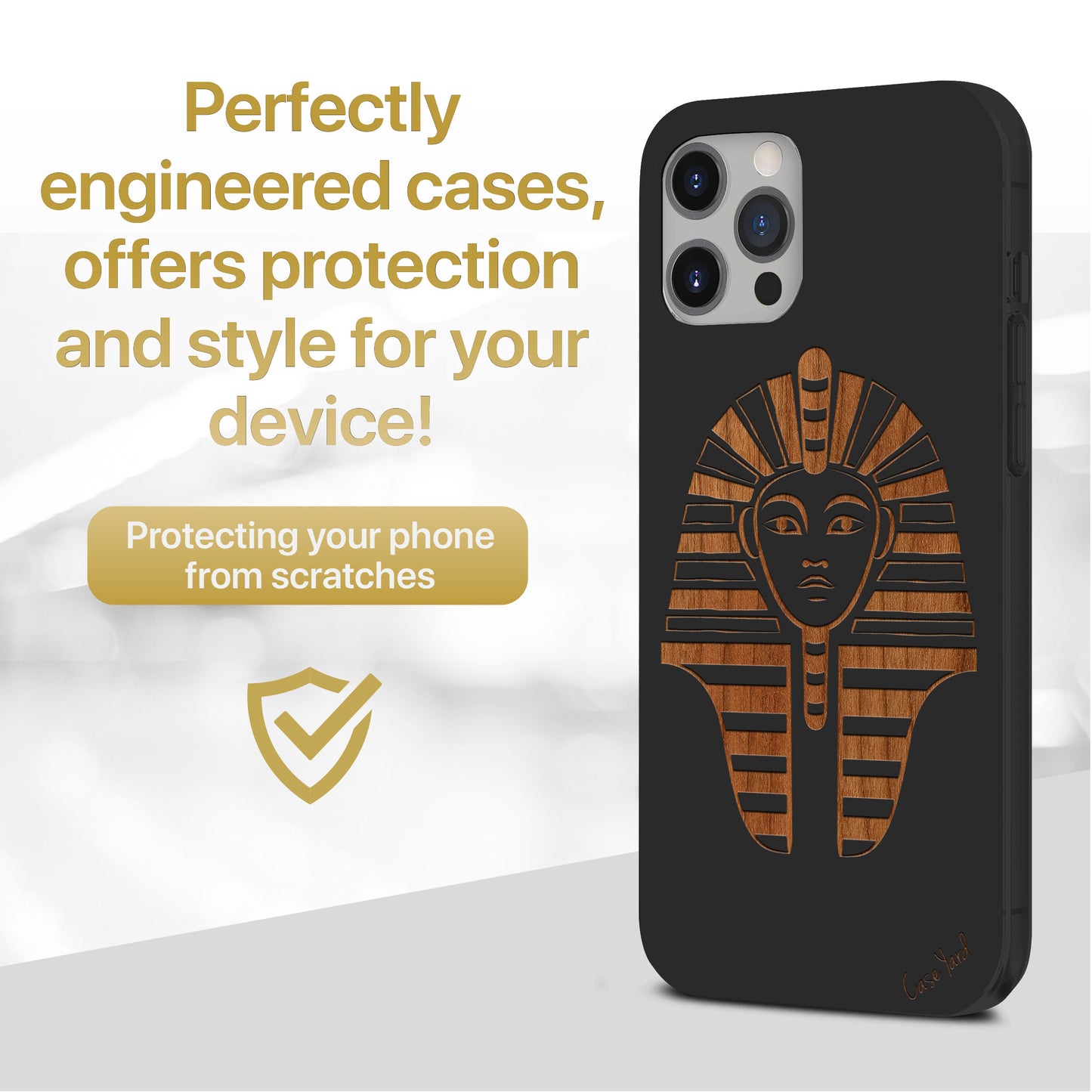 Wooden Cell Phone Case Cover, Laser Engraved case for iPhone & Samsung phone Pharaoh Head Design