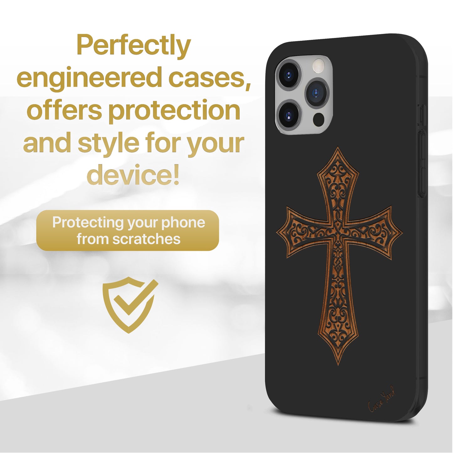 Wooden Cell Phone Case Cover, Laser Engraved case for iPhone & Samsung phone Cross 7 Design
