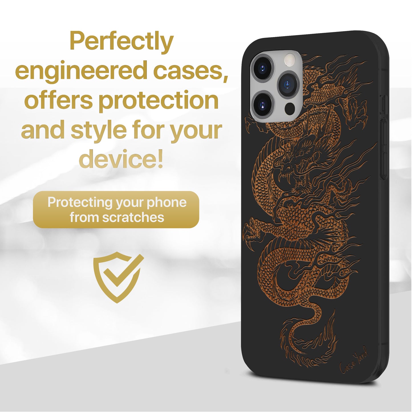 Wooden Cell Phone Case Cover, Laser Engraved case for iPhone & Samsung phone Dragon Design