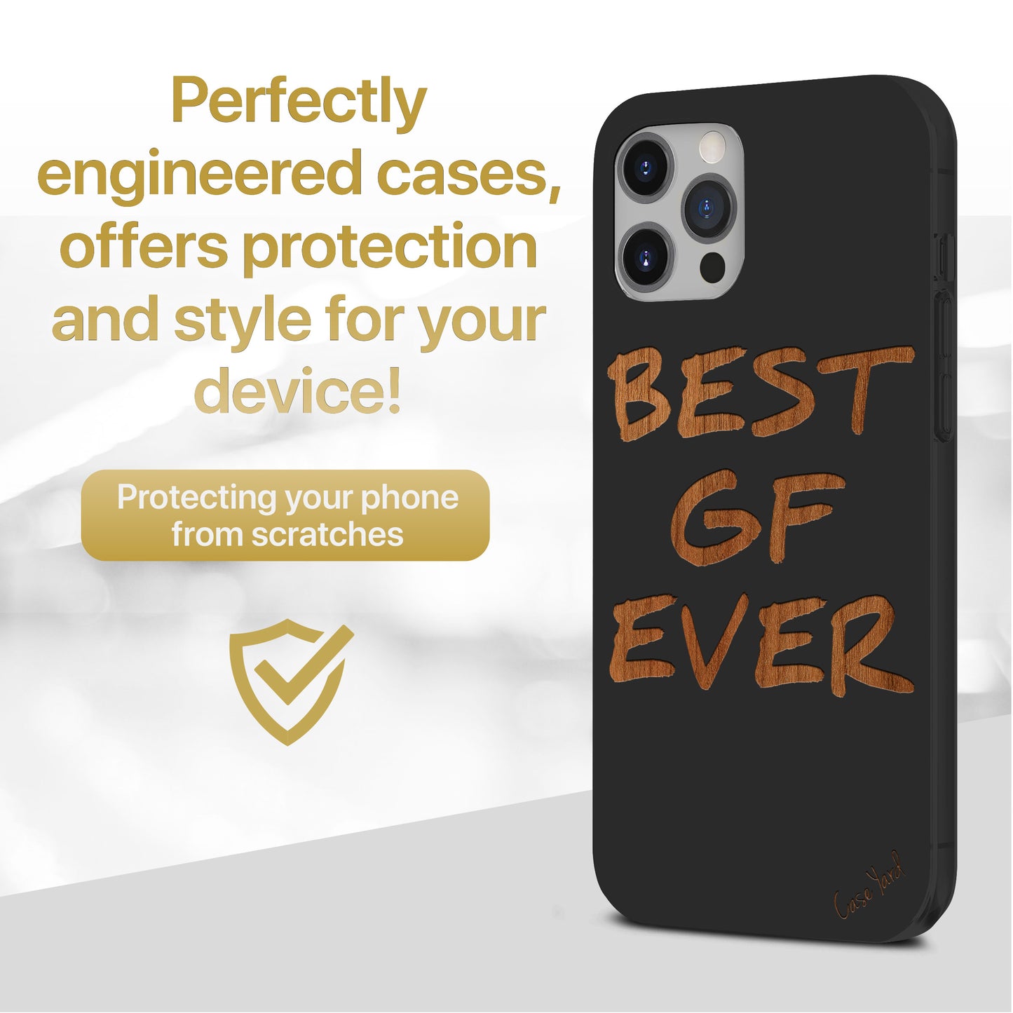 Wooden Cell Phone Case Cover, Laser Engraved case for iPhone & Samsung phone Best GF Ever Design