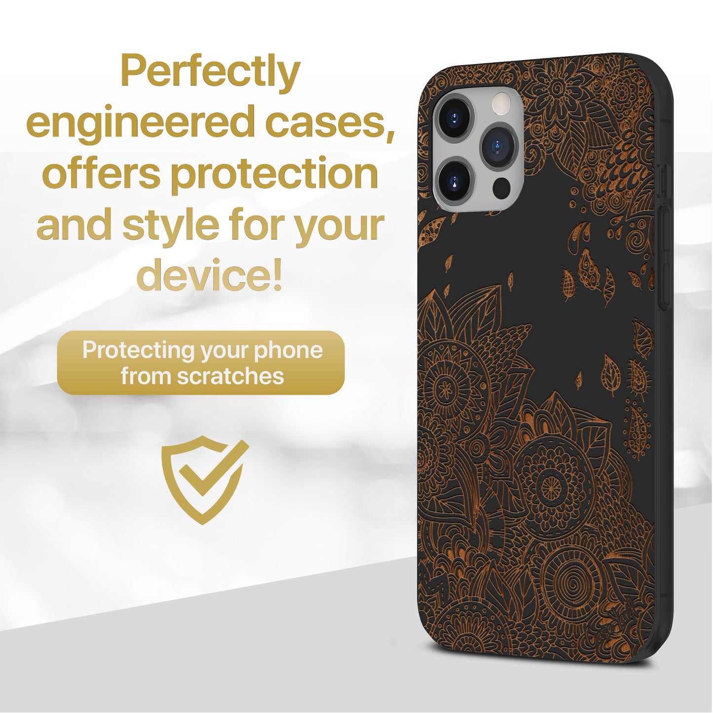 Wind Flowers Wood Wooden Laser Engraved Phone Case