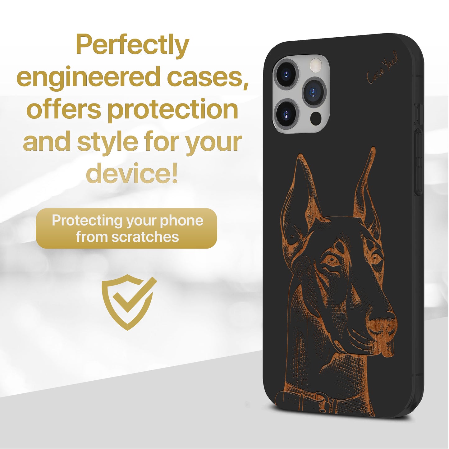Doberman Wooden Laser Engraved Phone Case