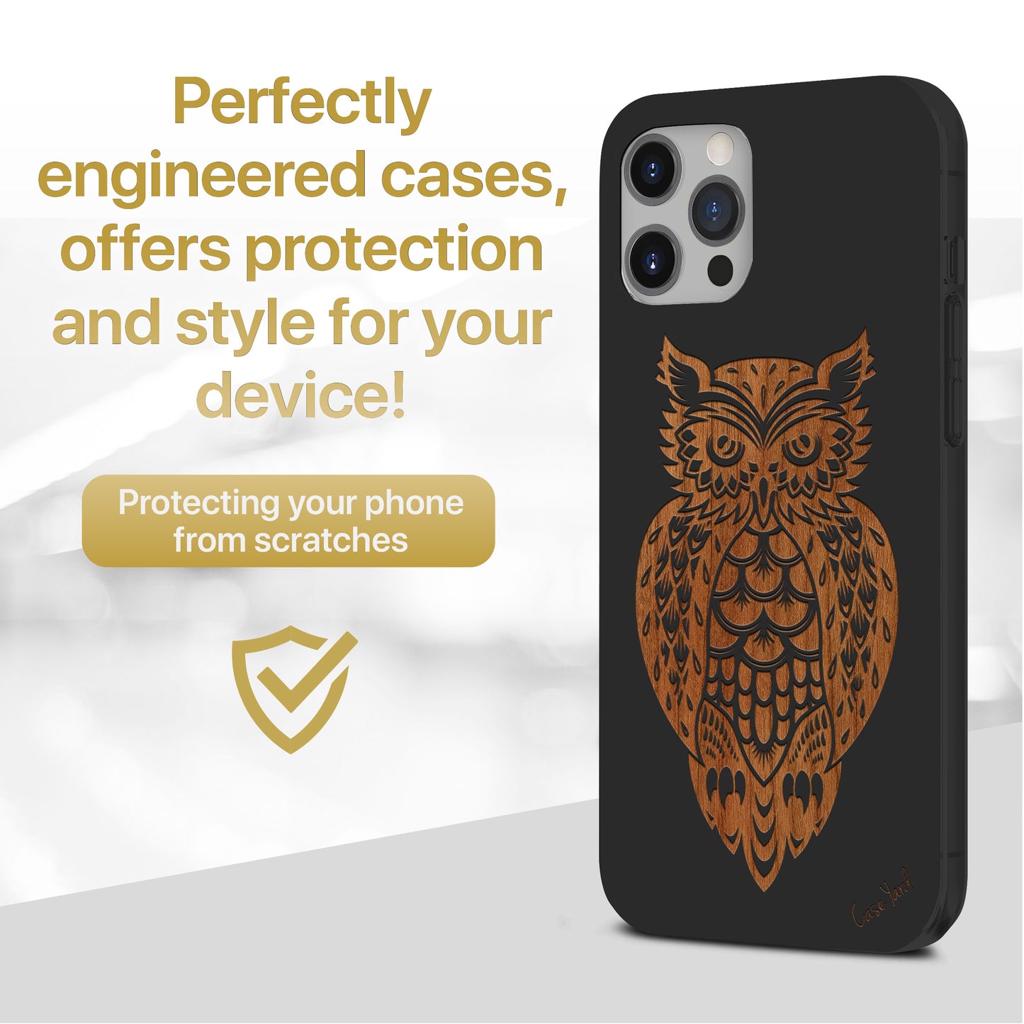Wooden Cell Phone Case Cover, Laser Engraved case for iPhone & Samsung phone Owl 3 Design