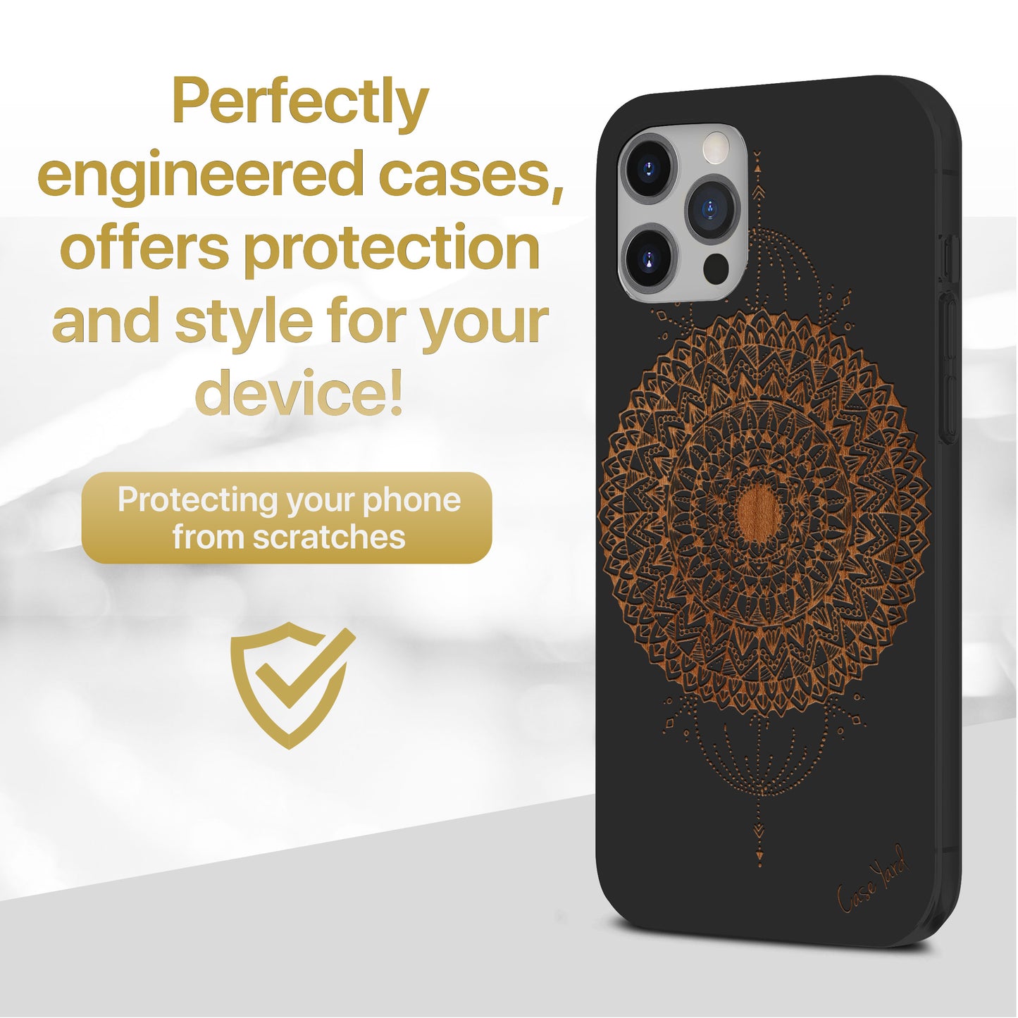 Wooden Cell Phone Case Cover, Laser Engraved case for iPhone & Samsung phone Mini Mandala Design