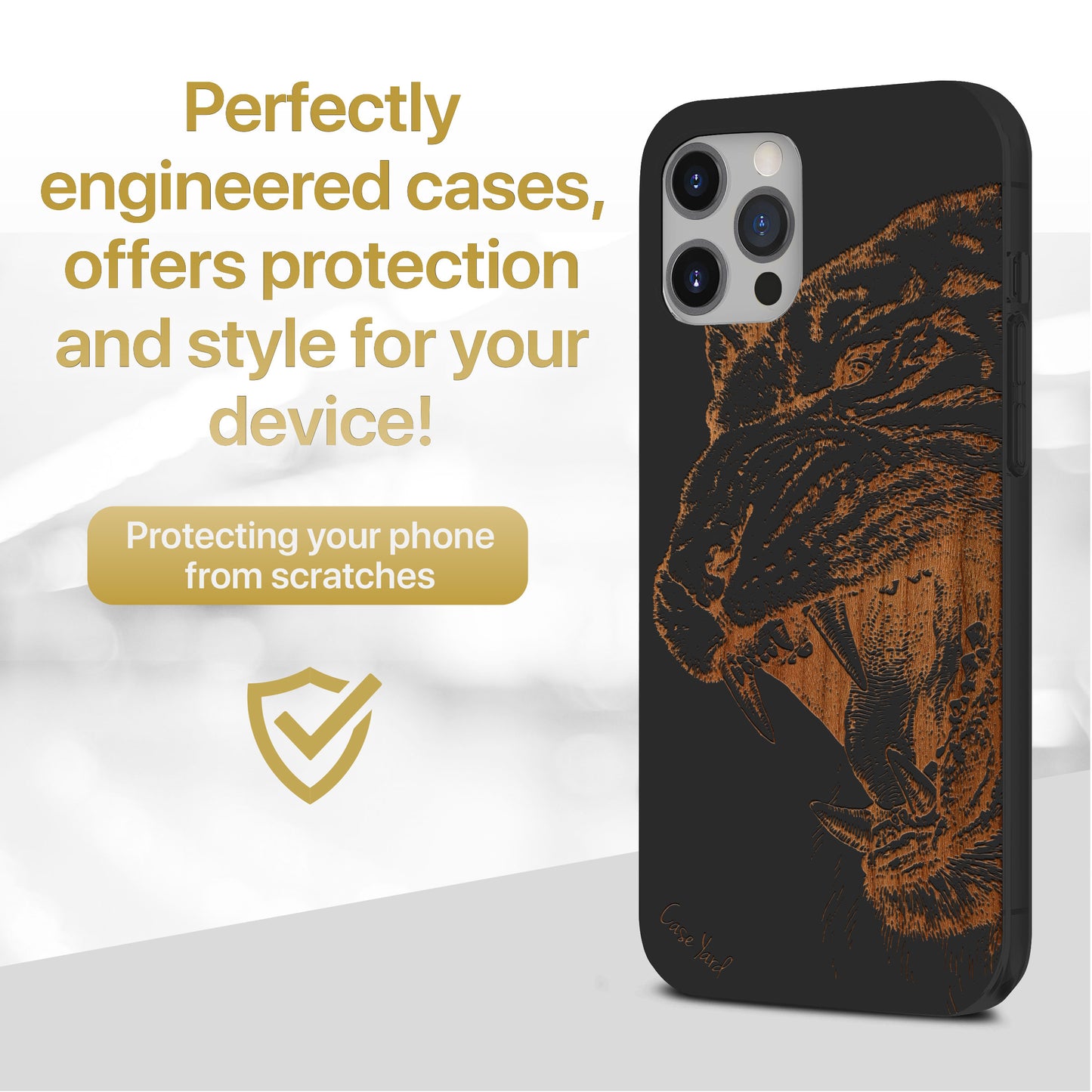 Roaring Tiger Wooden Laser Engraved Phone Case
