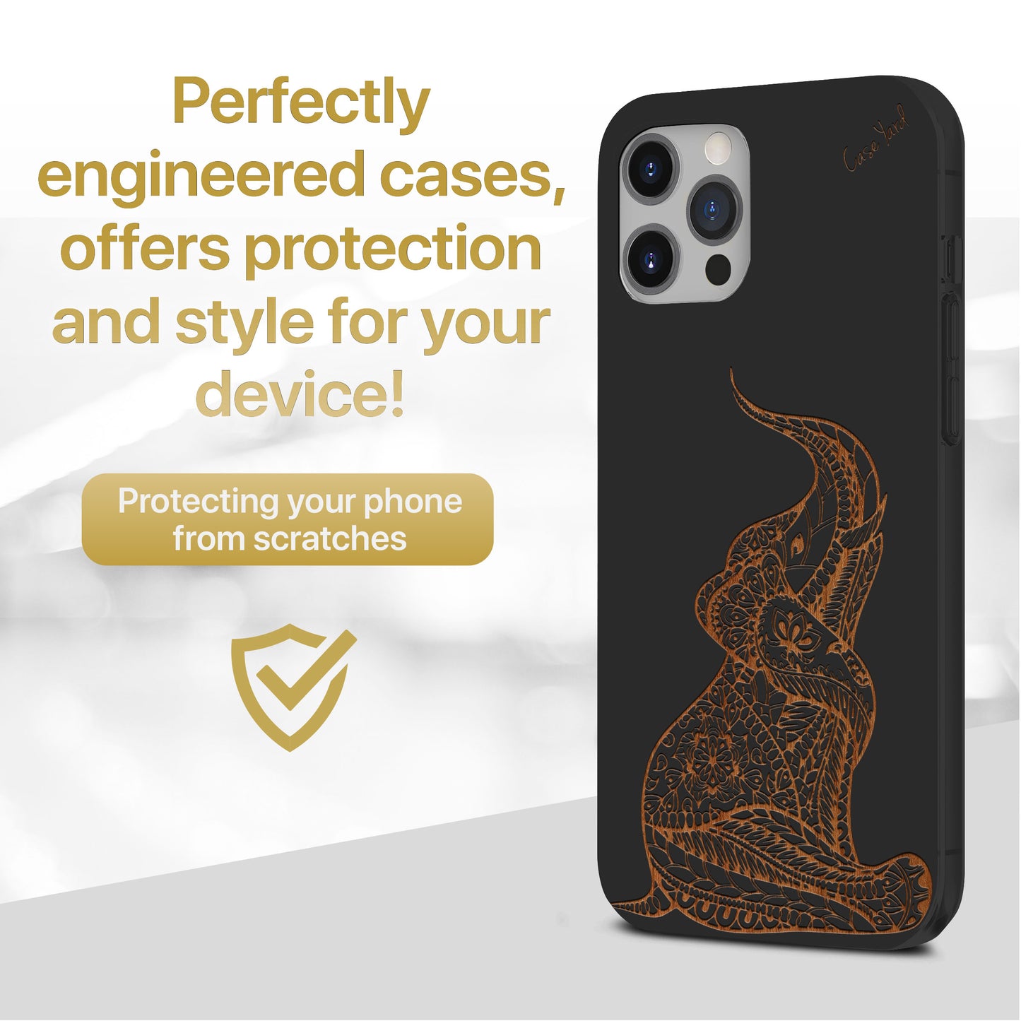 Wooden Cell Phone Case Cover, Laser Engraved case for iPhone & Samsung phone Indian Baby Elephant Design