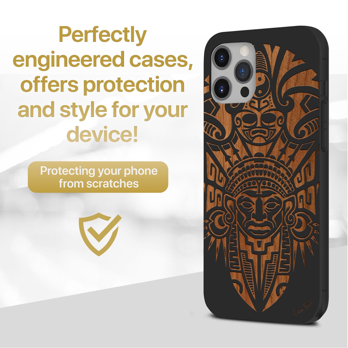 Wooden Cell Phone Case Cover, Laser Engraved case for iPhone & Samsung phone Tribal Indian Mask Design