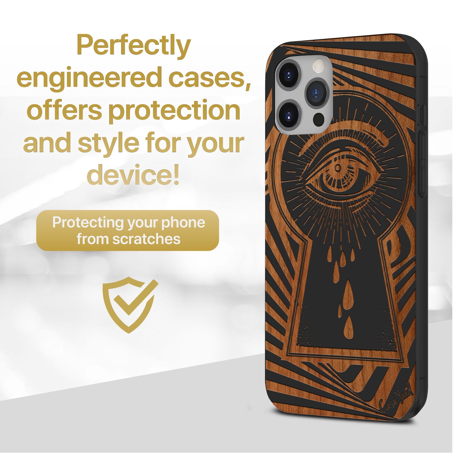 Wooden Cell Phone Case Cover, Laser Engraved case for iPhone & Samsung phone Peaky Eye Design