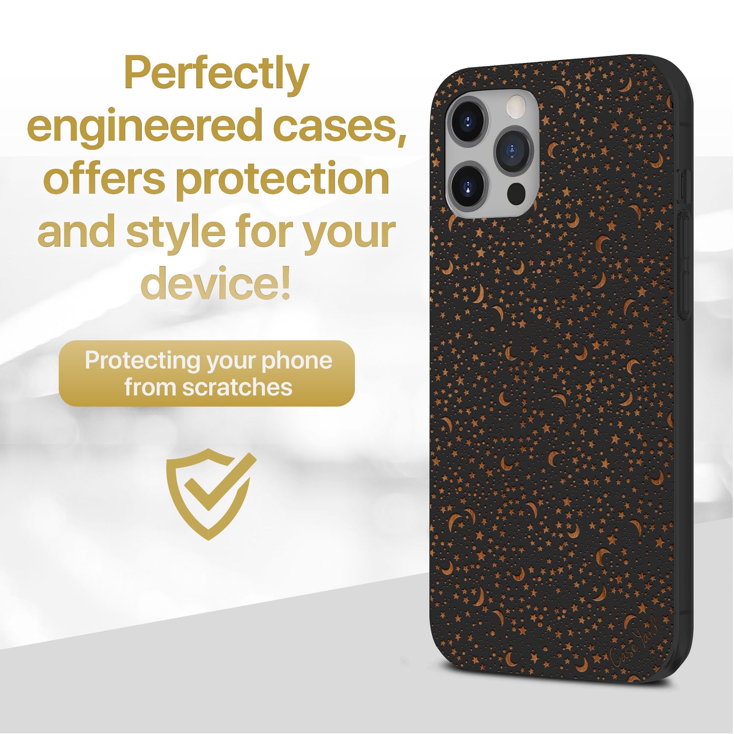Wooden Cell Phone Case Cover, Laser Engraved case for iPhone & Samsung phone Night Sky Design