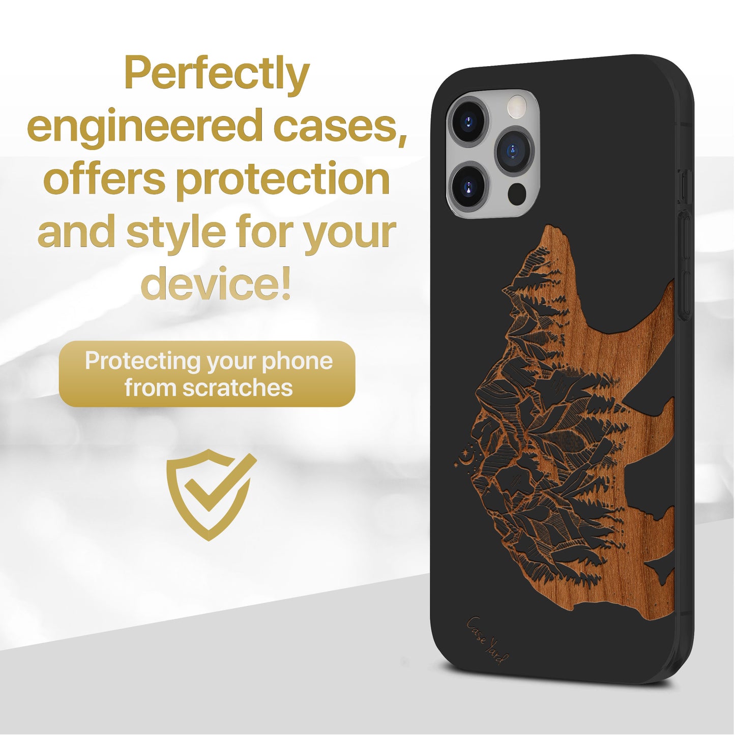 Forest Bear Wooden Laser Engraved Phone Case