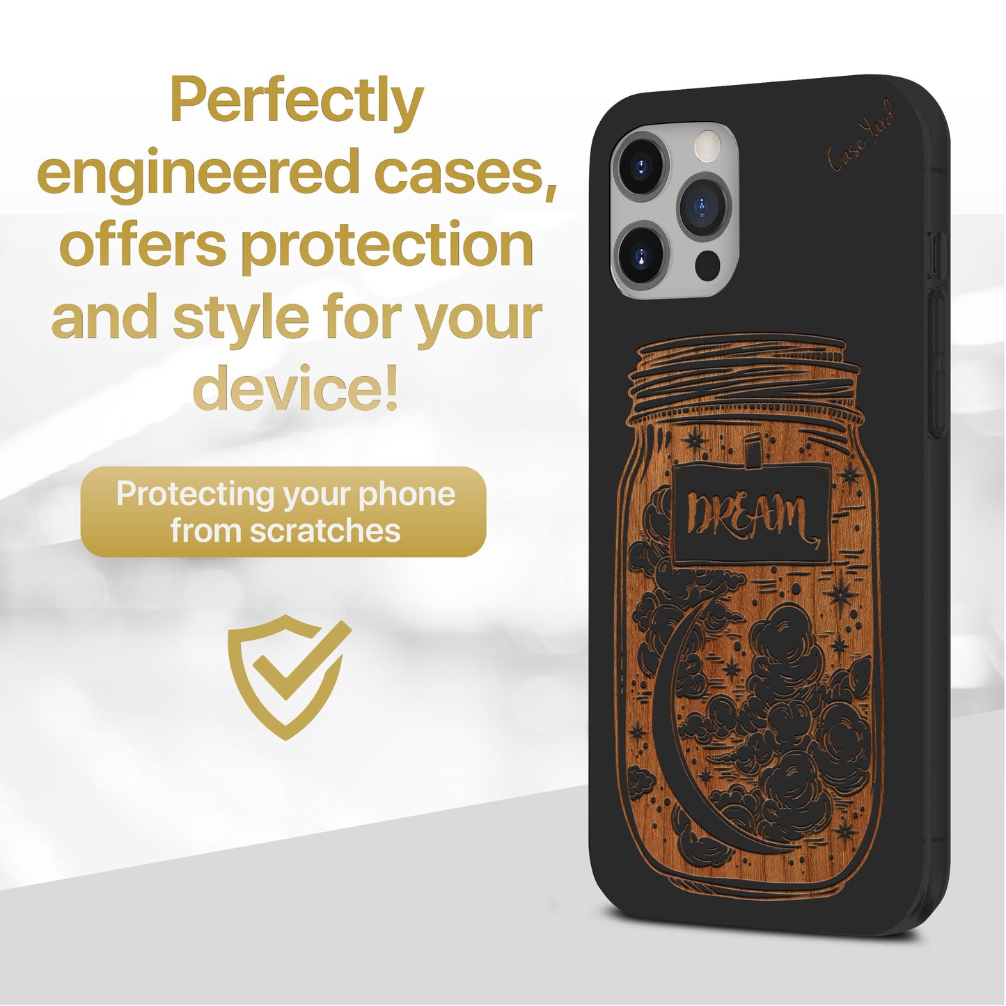 Wooden Cell Phone Case Cover, Laser Engraved case for iPhone & Samsung phone Jar of Dreams Design