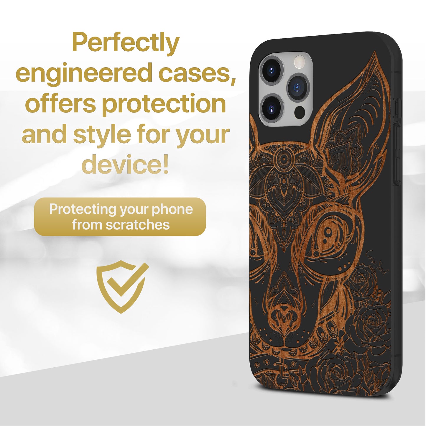 Wooden Cell Phone Case Cover, Laser Engraved case for iPhone & Samsung phone Chihuahua Design