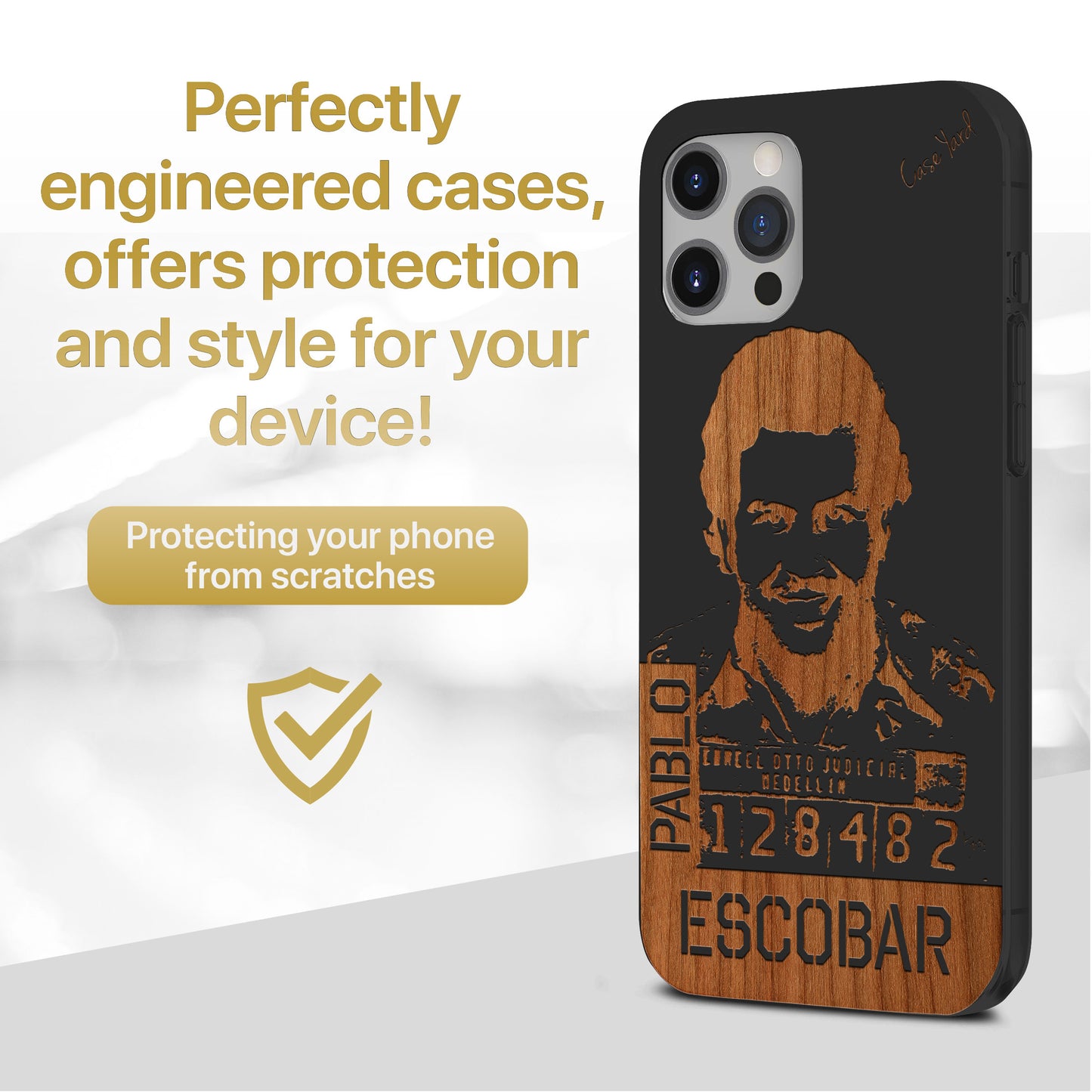 Pablo Escobar Mugshot Wooden Laser Engraved Phone Case for iPhone
