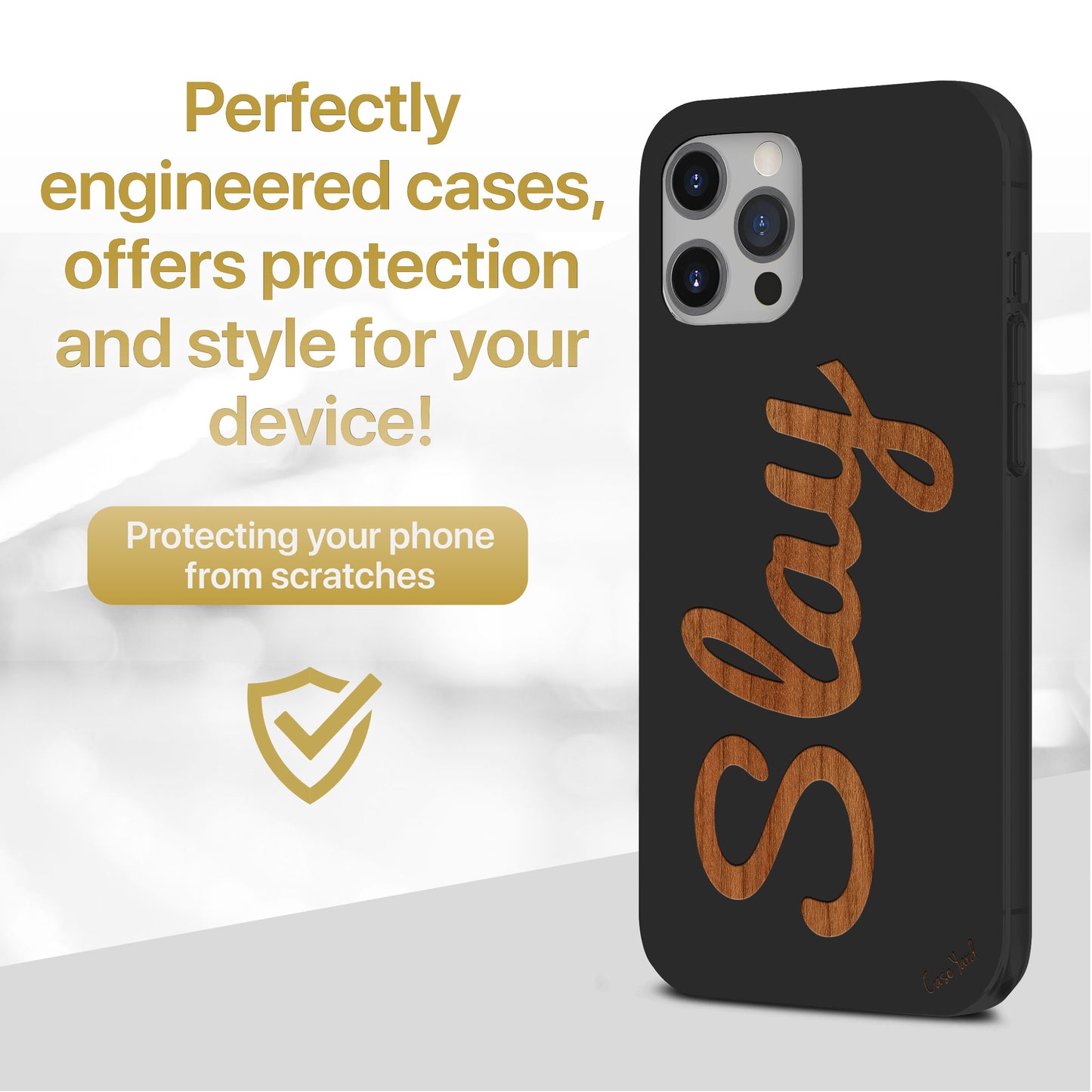 Wooden Cell Phone Case Cover, Laser Engraved case for iPhone & Samsung phone Slay Design