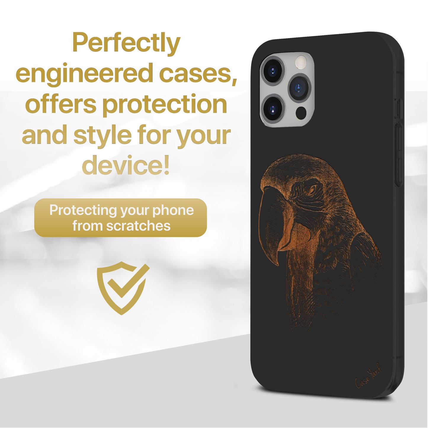 Wooden Cell Phone Case Cover, Laser Engraved case for iPhone & Samsung phone Macaw Design