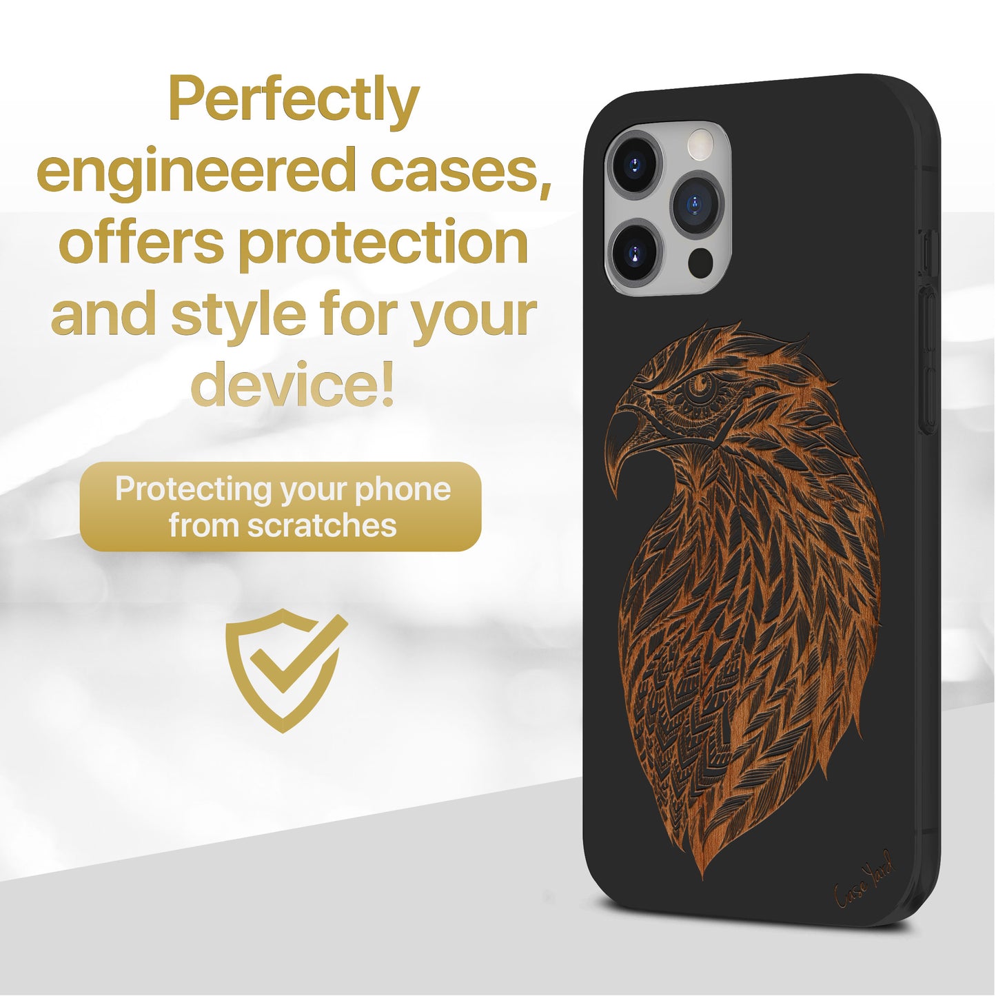 Eagle Sketch Wooden Laser Engraved Phone Case for iPhone