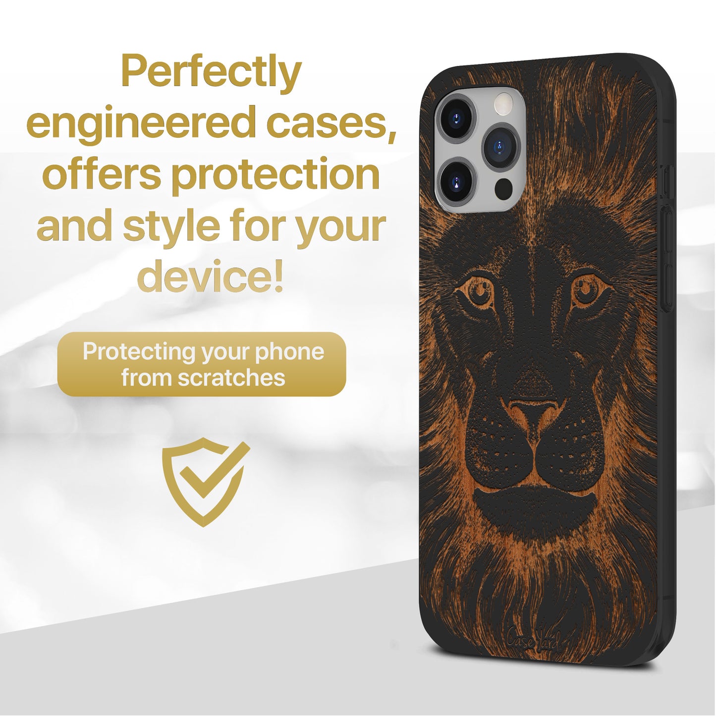 Wooden Cell Phone Case Cover, Laser Engraved case for iPhone & Samsung phone Great Lion Design
