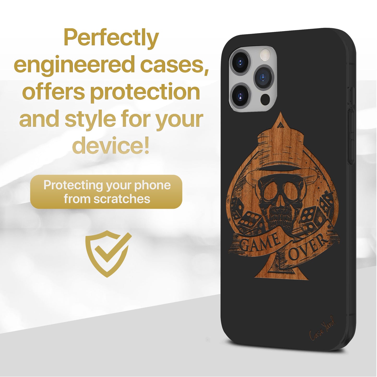 Game Over Wooden Laser Engraved Phone Case