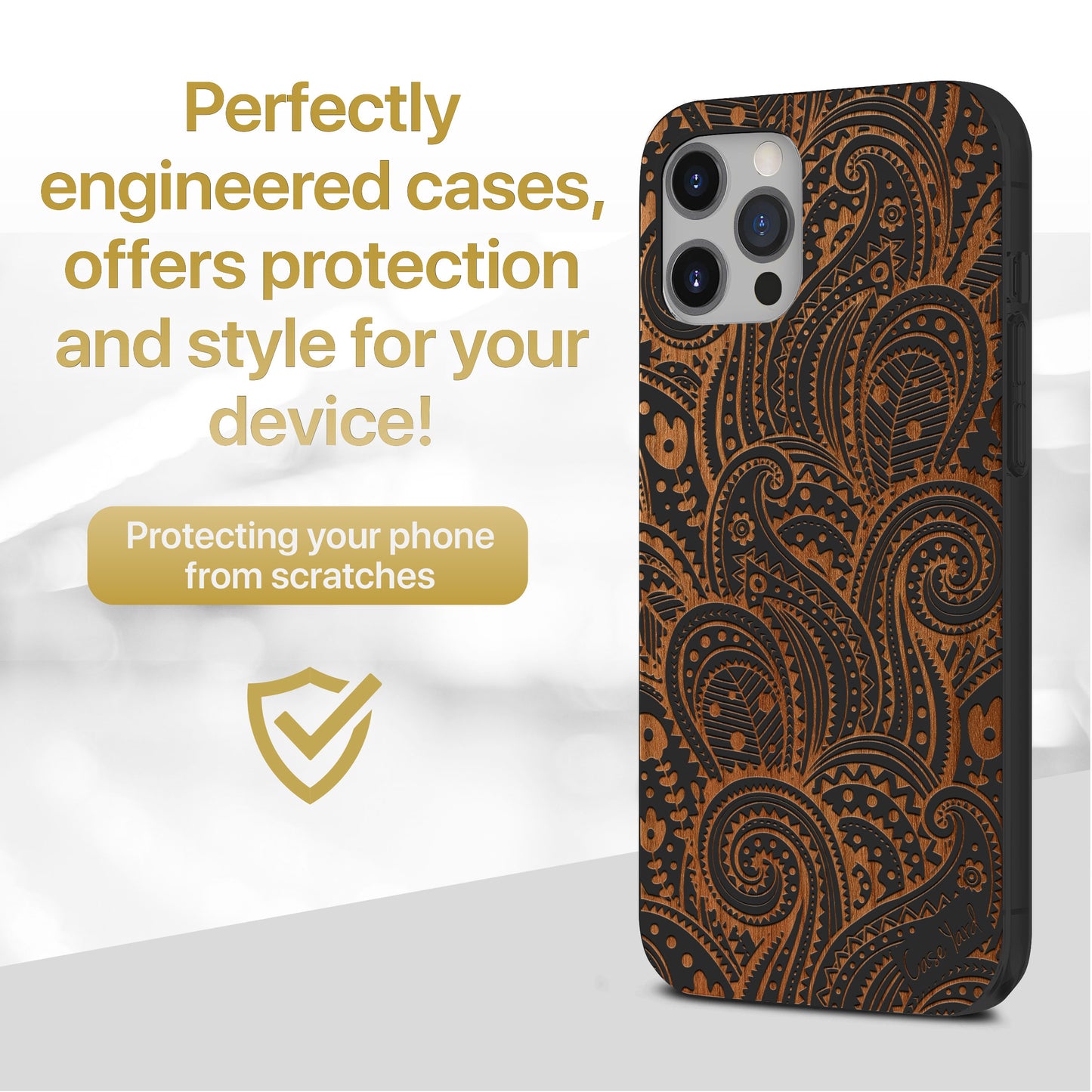 Paisley Wooden Laser Engraved Phone Case