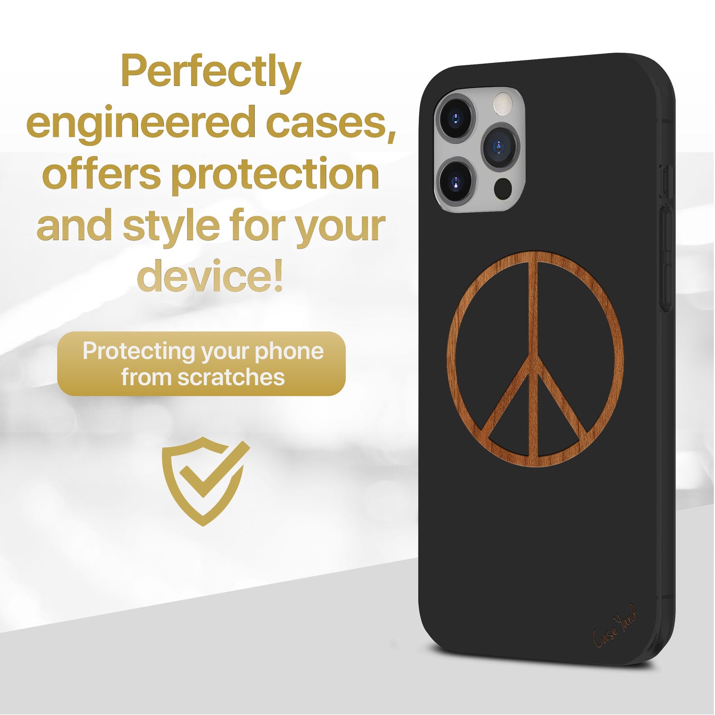 Peace Wooden Laser Engraved Phone Case for iPhone