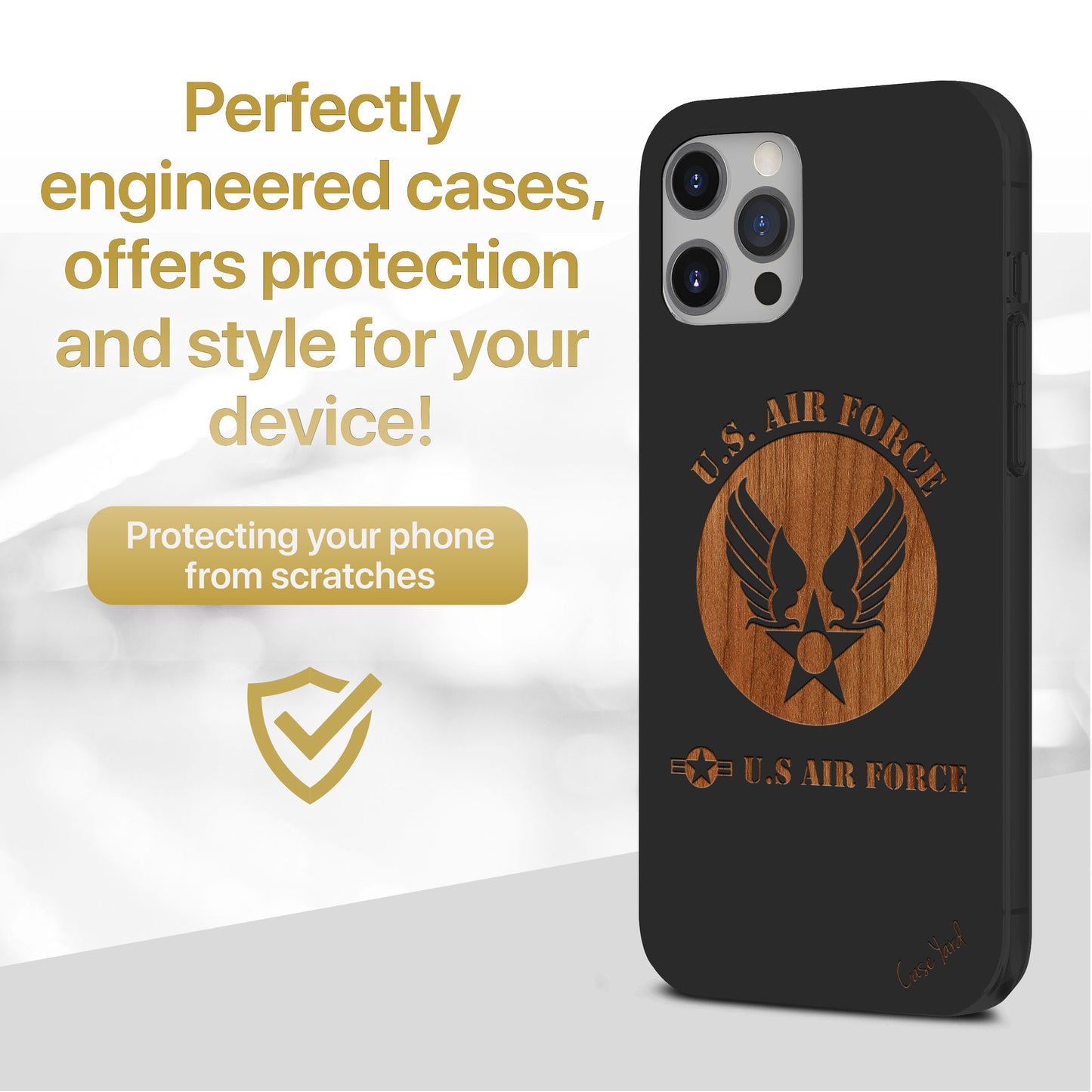 Wooden Cell Phone Case Cover, Laser Engraved case for iPhone & Samsung phone Air Force 2 Design