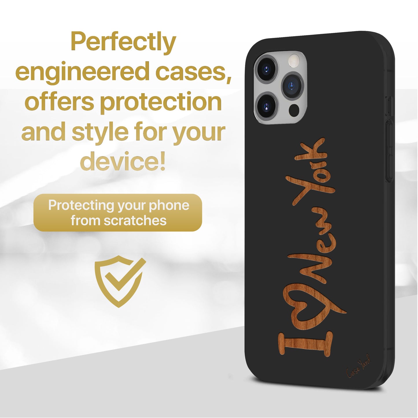 Wooden Cell Phone Case Cover, Laser Engraved case for iPhone & Samsung phone I Love NY Design