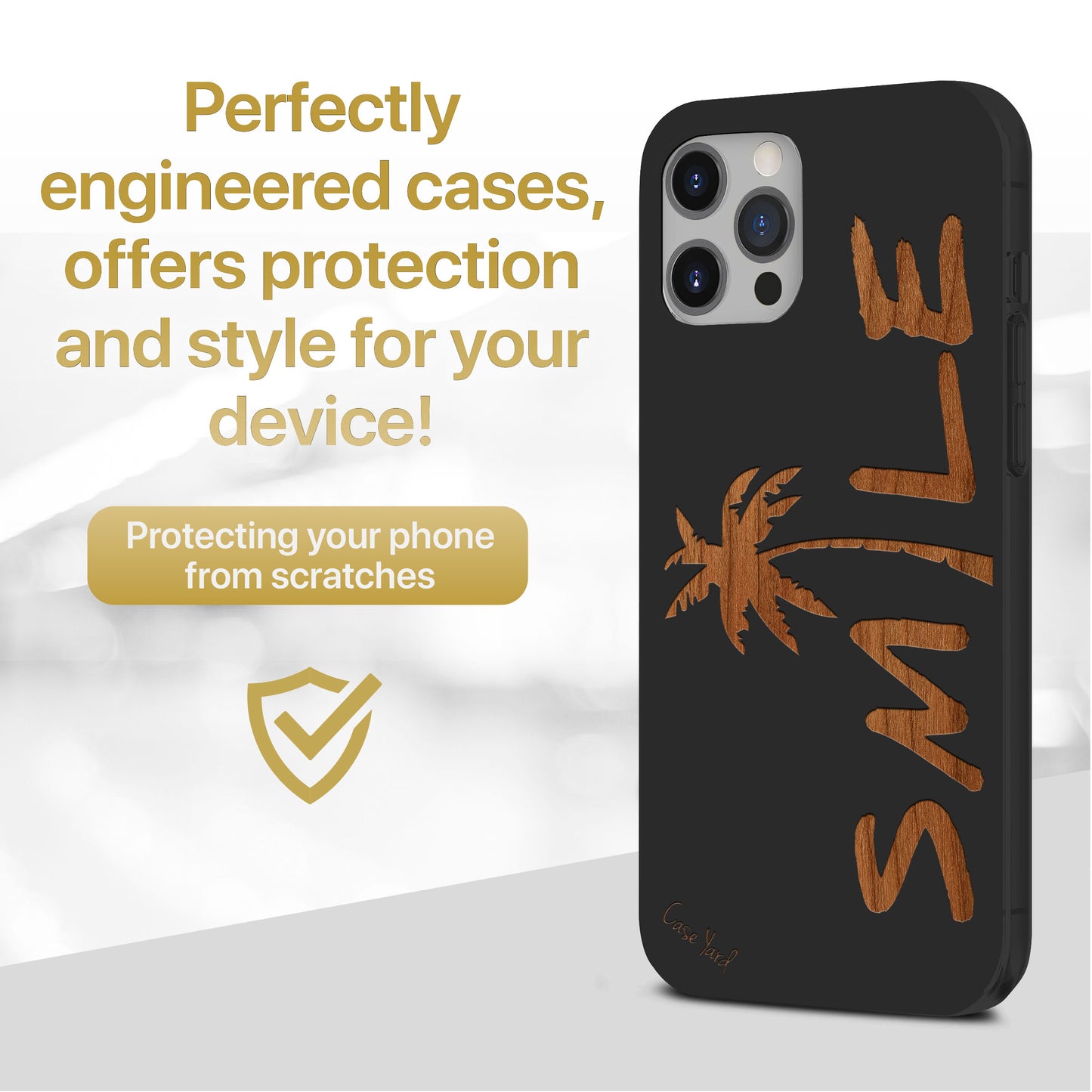 Smile Palm Wooden Laser Engraved Phone Case for iPhone
