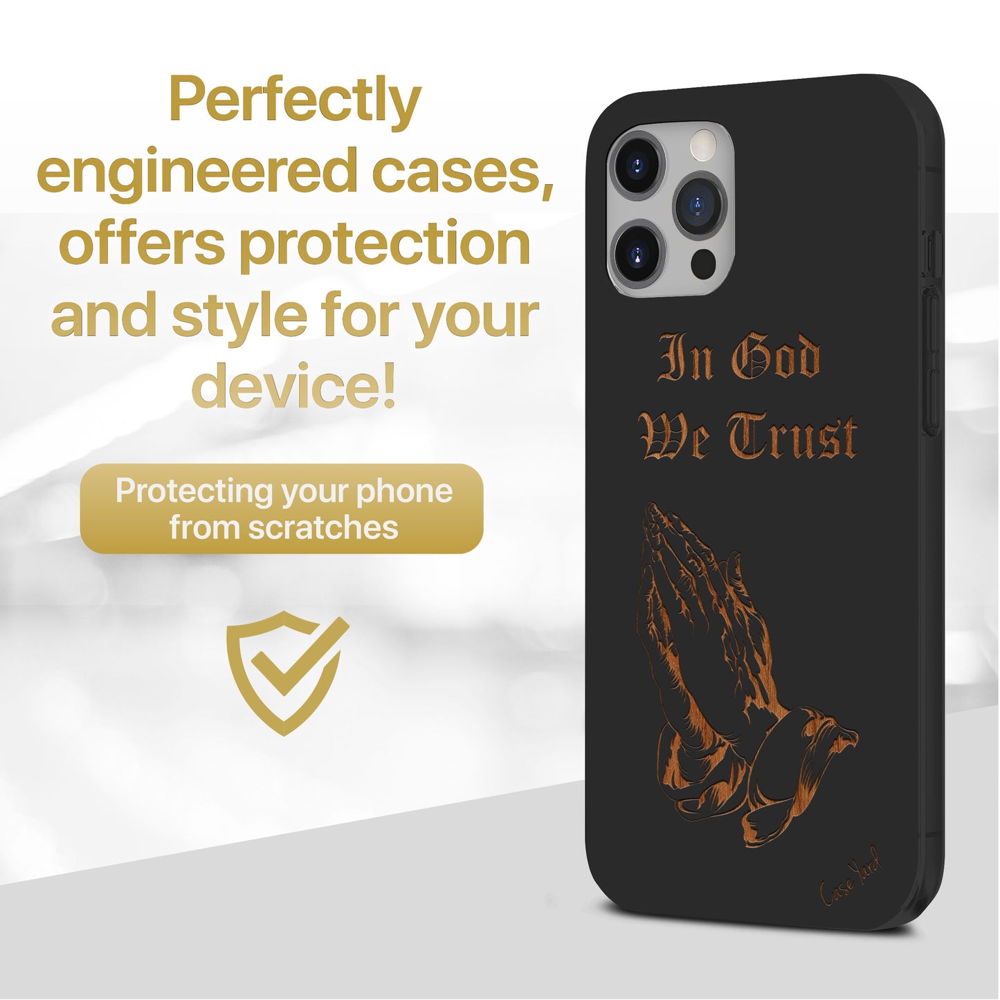 Wooden Cell Phone Case Cover, Laser Engraved case for iPhone & Samsung phone In God We Trust Case Design