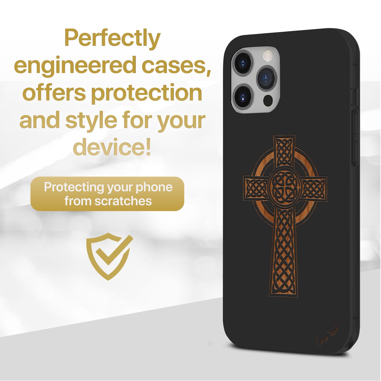 Wooden Cell Phone Case Cover, Laser Engraved case for iPhone & Samsung phone Cross 3 Design