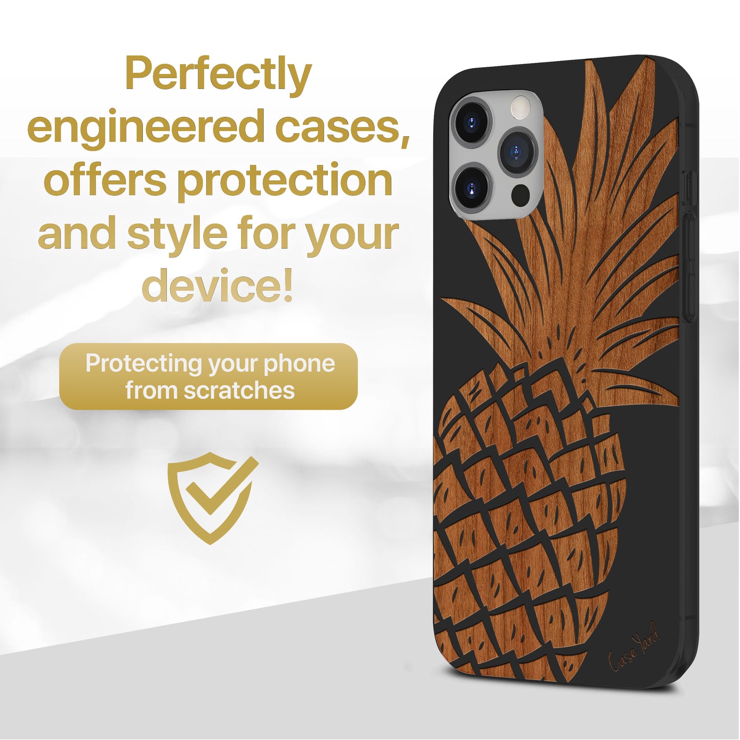 Pineapple Wooden Laser Engraved Phone Case